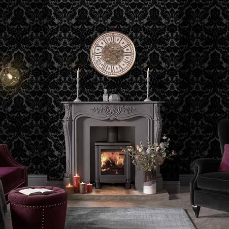 Gothic Damask Noir - 106585 Tapetti