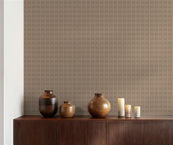 Sprig Flowers Lines and waves in Brown - 1033601-04 Tapetti
