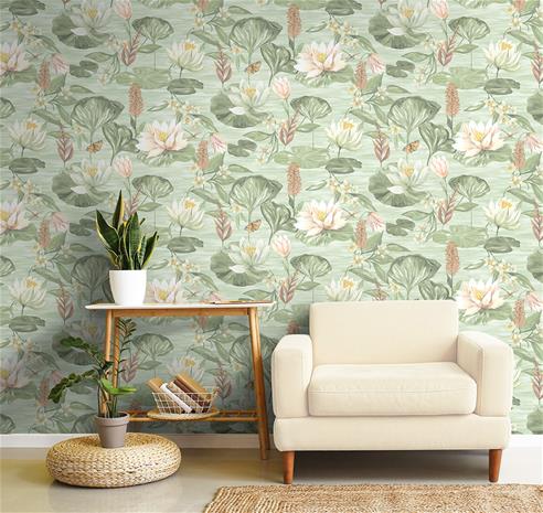 Water Lily Green - 91641 Tapetti – kuva 3/3