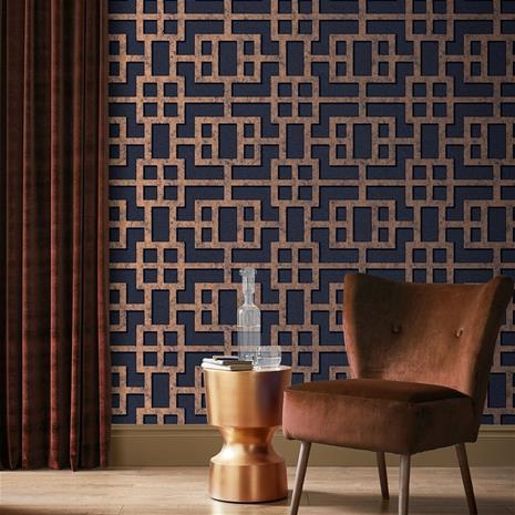 Rendo Blue & Copper - 115069 Tapetti – kuva 3/3
