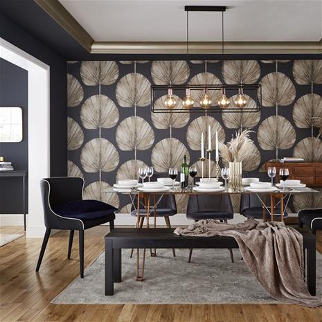 Palm Fan Charcoal - 112194 Tapetti