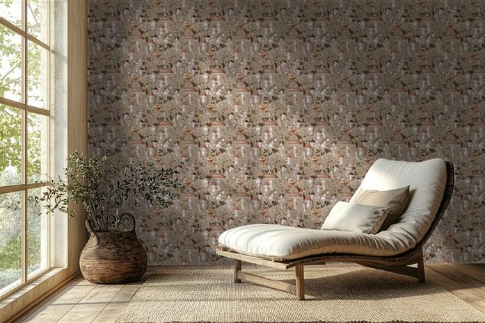 Nordic mushrooms Beige - 1031201-03 Tapetti