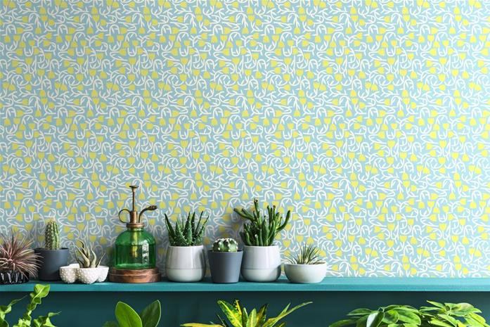 Tiny Tulip Lime & Sky - GHS50135W Tapetti