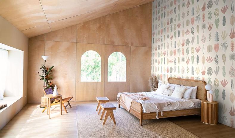 Leaf Boogie Linen - GHS50106W Tapetti