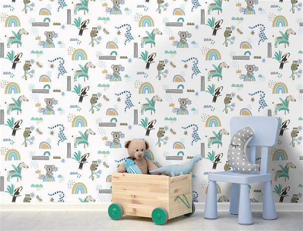 Abstract Animals Blue Teal - 13352 Tapetti