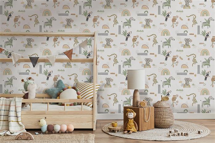 Abstract Animals Sage Beige - 13351 Tapetti