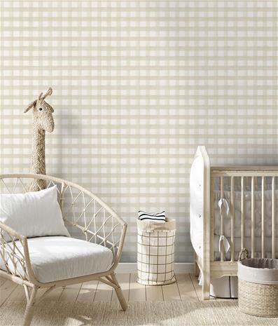 Watercolour Gingham Beige - 13290 Tapetti