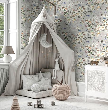 Animal Maps Grey - 13252 Tapetti
