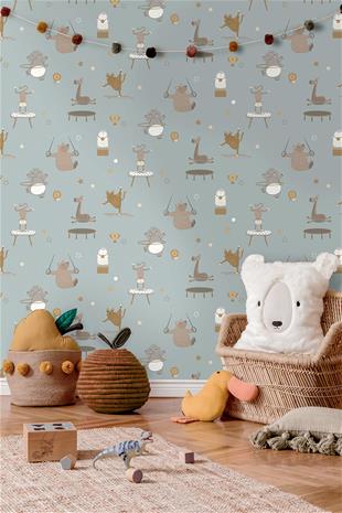Animal Gymnastics Blue - 13242 Tapetti – kuva 3/3