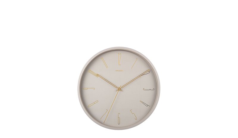 KARLSSON Wall Clock Belle Numbers Metal Warm Grey - Grey - ONE SIZE