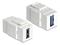 Delock Keystone Module USB-A - USB-A 3.0 -sovitin, Valkoinen – kuva 3