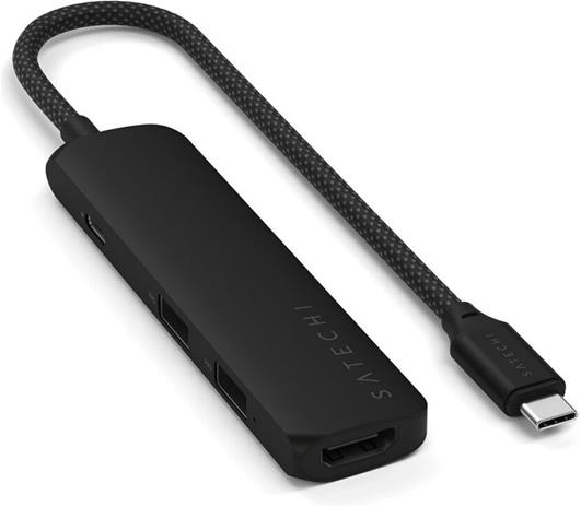 Satechi 4-i-1 USB-C Slim Multiport Adapter 4K - Svart