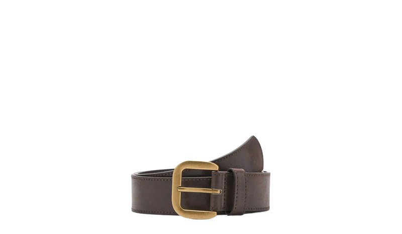 Mango Square Buckle Belt - Brown - L