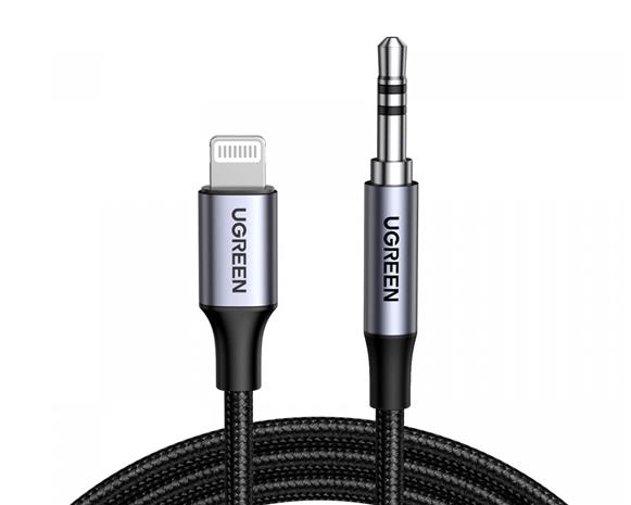 UGREEN Lightning To 3.5mm Aux Cable Aluminum Shell With Braided 1m (Black)