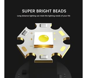 Tehokas 30W LED-taskulamppu, 2000m välimatka, USB-ladattava ulkokäyttöön.