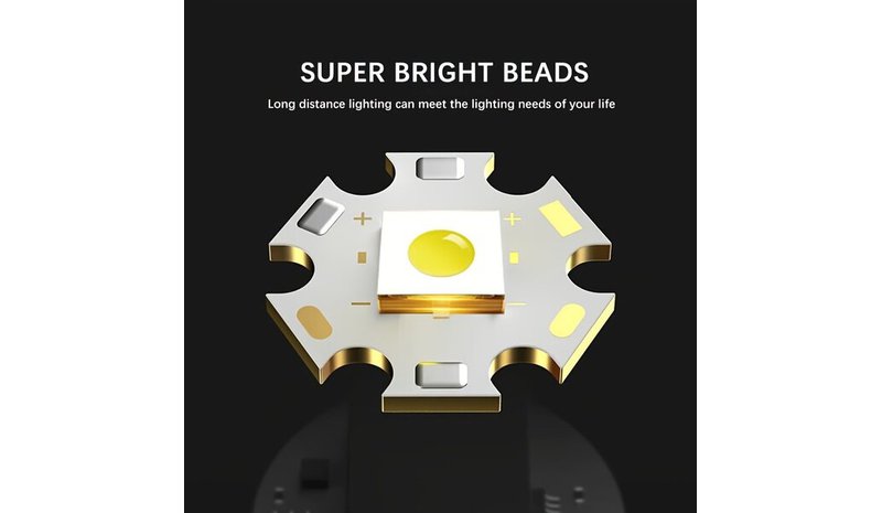 Tehokas 30W LED-taskulamppu, 2000m välimatka, USB-ladattava ulkokäyttöön.