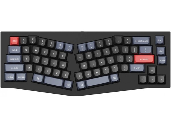 Keychron Q8 QMK Wired 65% Alice Layout - Gateron G Pro Red - Ergonominen näppäimistö - Pohjoismainen - Musta