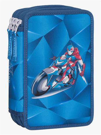 Beckmann Norway Three Section Pencil Case With Content, Blue Lightning - Blue - ONE SIZE