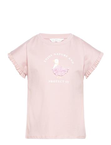 Mango Printed Cotton-Blend T-Shirt - Pink - 92