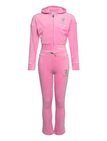 Juicy Couture Cropped Zip Thru & Bootcut Set - Pink - 122