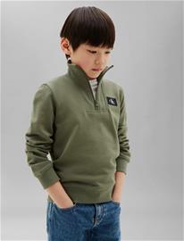 Calvin Klein Terry Ck Woven Label Half Zip - Khaki green - 170