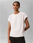 Calvin Klein Ss Crepe Jersey Hardware Top - Cream - XL