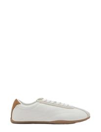 Mango Contrasting Panel Leather Sneakers - White - 42