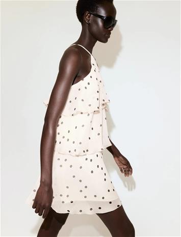 Mango Halter Polka Dot Dress - Beige - XL