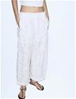 Mango Embroidered Floral Cotton Trousers - White - XL