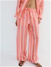 Mango Straight Trousers In A Linen Lyocell Blend With Stripes - Orange - L