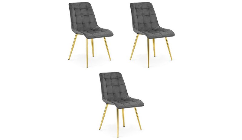 3-osas ruokapöydän tuolisetti Split, 88x46x40 cm, harmaa