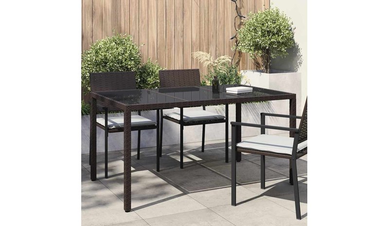 vidaXL Puutarhapöytä Ruskea 150 x 90 x 75 cm polyrottinki
