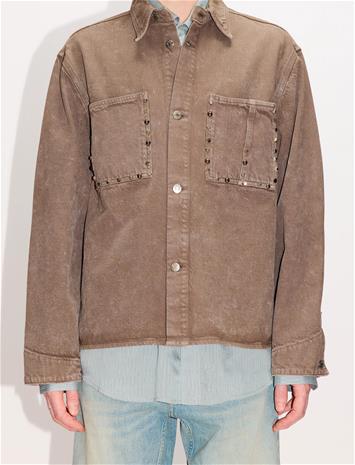 Hope Stud Overshirt St Grey Marble Designers Overshirts Brown Hope