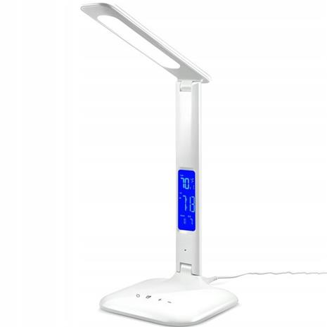 Led-pöytävalaisin kellolla, kalenteri, herätyskello, lämpömittari