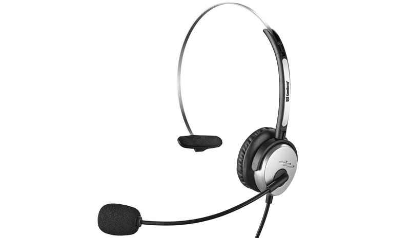 Sandberg USB Mono Headset Saver -monokuuloke, musta/hopea