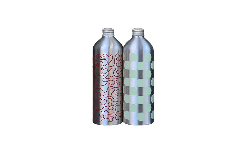 Studio About Bottle, Medium, 2Pcs, Mint/Red - Silver - 22X7.4