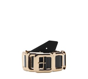 Mango Leather Belt With Square Design - Black - L