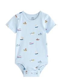 Lindex Short-Sleeved Bodysuit - Blue - 86