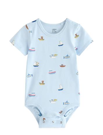 Lindex Short-Sleeved Bodysuit - Blue - 86