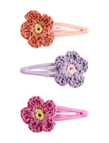 Mango Pack Of Crochet Flower Clips - Pink - ONE SIZE