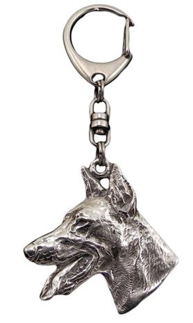 Dobermanni - Hopeoitu avaimenperä, Art-Dog