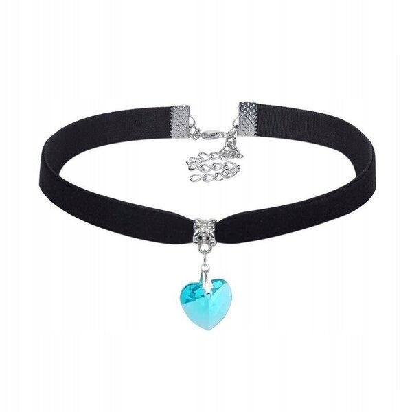 CHOKER CLASSIC HANDLING kanssa ympyrä sydän riipus Gothic BLUE CH18