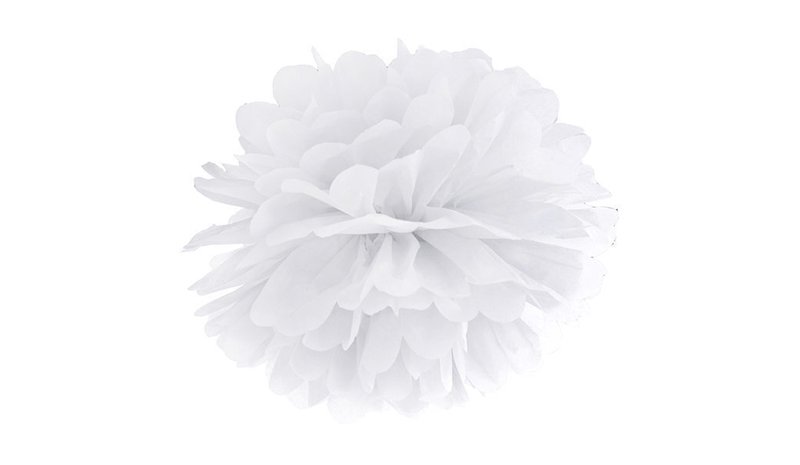 Pompon, valkoinen, 35 cm – kuva 1/1