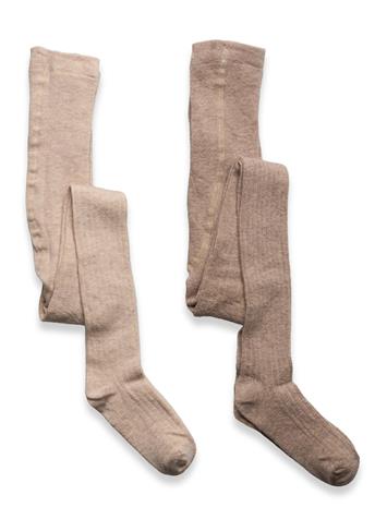 Minymo Wool Stocking - Rib 2-Pack Sukkahousut Purple Minymo