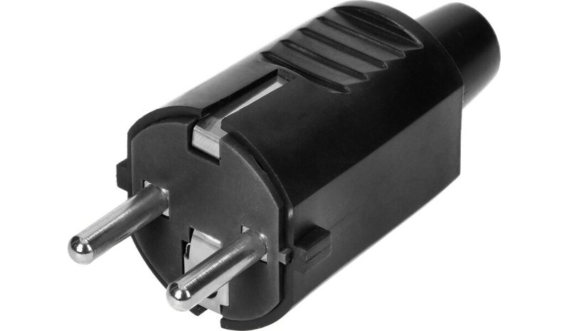 Suora pistoke 230v 16a maadoituksella Uni-schuko musta