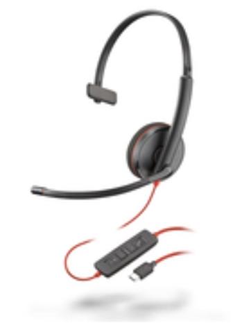 HP Poly Blackwire C3210 MS Mono (8X214A6) USB-C, kuulokemikrofoni ja USB-C/-A-sovitin