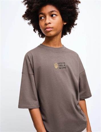 Mango Printed Cotton-Blend T-Shirt - Brown - 13-14