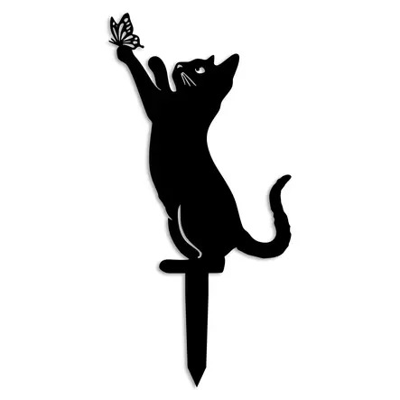Puutarhakoristeet Cat 01, 49x24 cm, musta