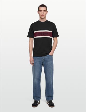 Fred Perry Embroidered Panel Tee - Black - XXL