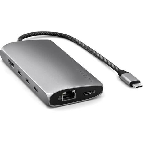 Satechi USB-C-moniporttisovitin 8K ja Ethernet V3 - Space Gray